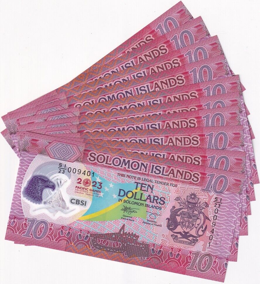 Solomon Islands 10 Dollars ND 2023 P 39 comm. 17th Pacific polymer LOT 10 UNC