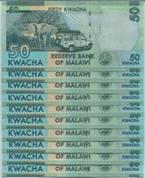 Malawi 50 Kwacha 2016 P 64 c UNC Lot 10 PCS