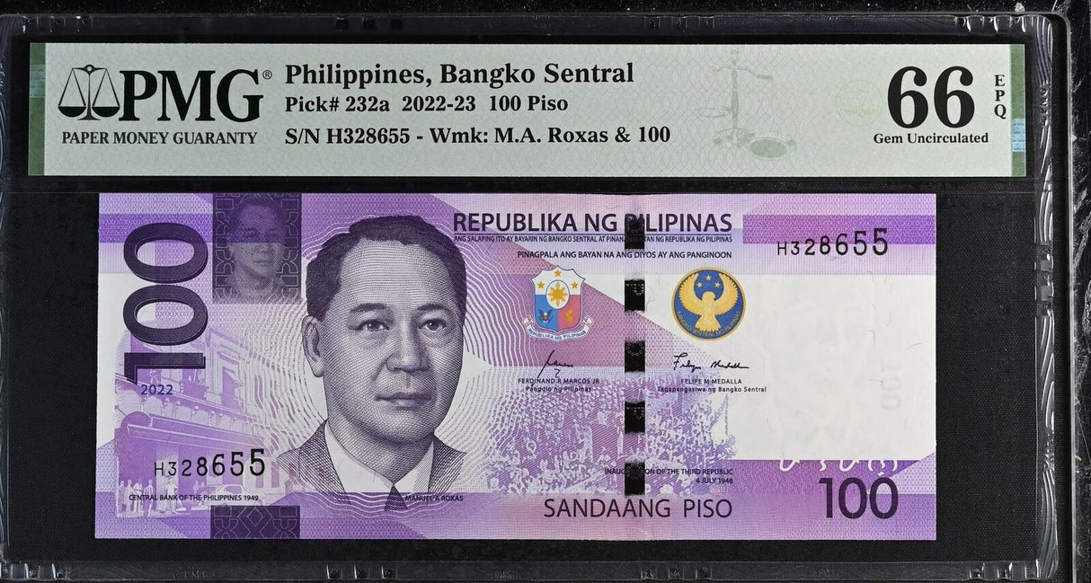 Philippines 100 Pesos 2022 P 232 a Gem UNC PMG 66 EPQ