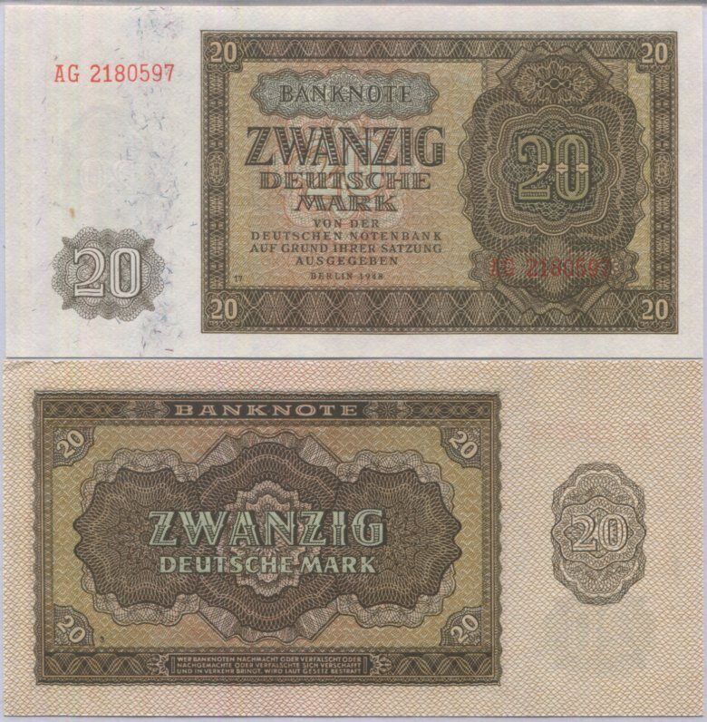 Germany Democratic Republic 20 Mark 1948 P 13 b AU-UNC