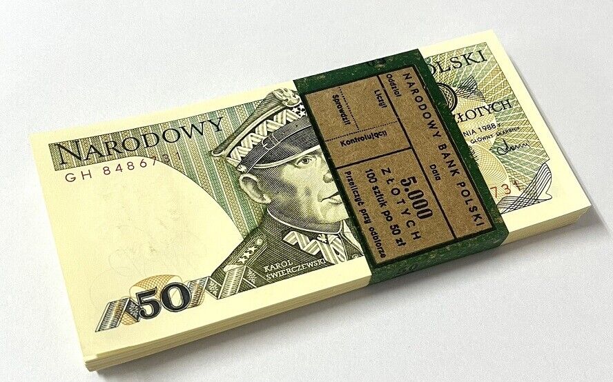 Poland 50 Zlotych 1988 P 142 c UNC LOT 100 PCS 1 BUNDLE