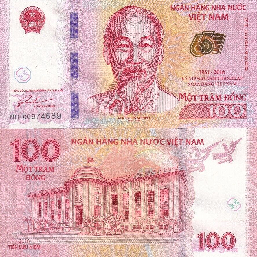Vietnam 100 Dong 2016 COMM. 65TH P 125 AUnc