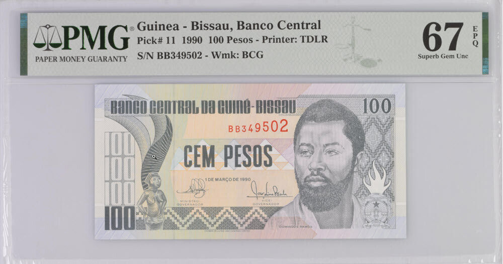 Guinea Bissau 100 Pesos 1990 P 11 Superb Gem UNC PMG 67 EPQ
