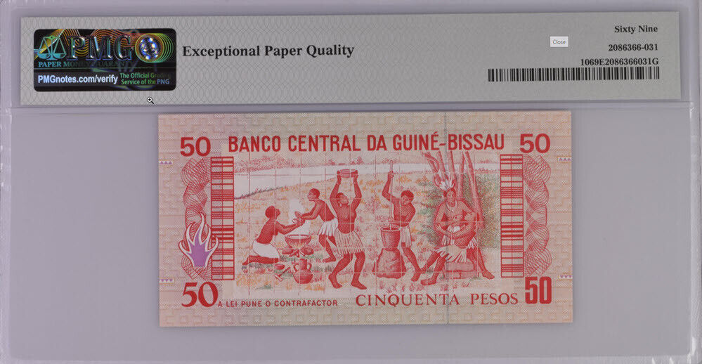 Guinea Bissau 50 Pesos 1990 P 10 AB36777 Superb Gem UNC PMG 69 EPQ Top