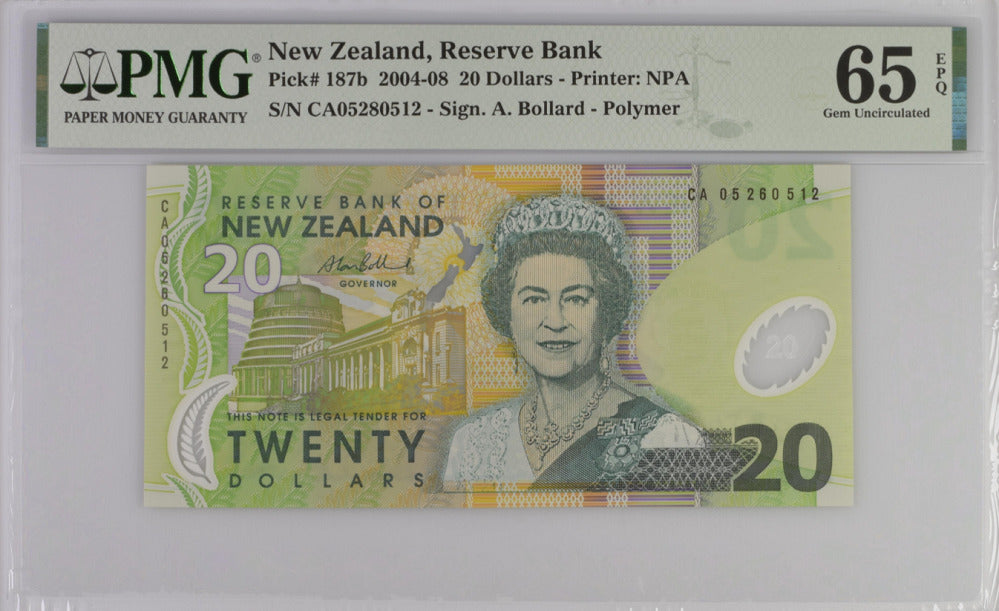 New Zealand 20 Dollars 2005 P 187 b Gem UNC PMG 65 EPQ