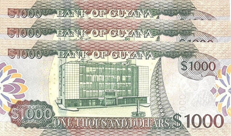 Guyana 1000 Dollars ND 2019 P 38 c UNC LOT 3 PCS