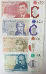 Great Britain Set 4 PCS 5 10 20 50 Pounds 2016-2020 P 394 P 395 P 396 P 397 UNC