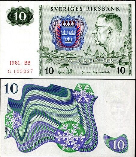 Sweden 10 Kronor 1981 P 52 UNC