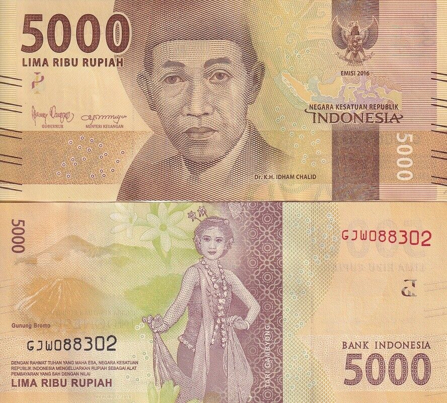 Indonesia 5000 Rupiah 2016/2019 P 156 UNC