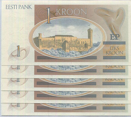 Estonia 1 Kroon 1992 P 69 UNC LOT 5 PCS