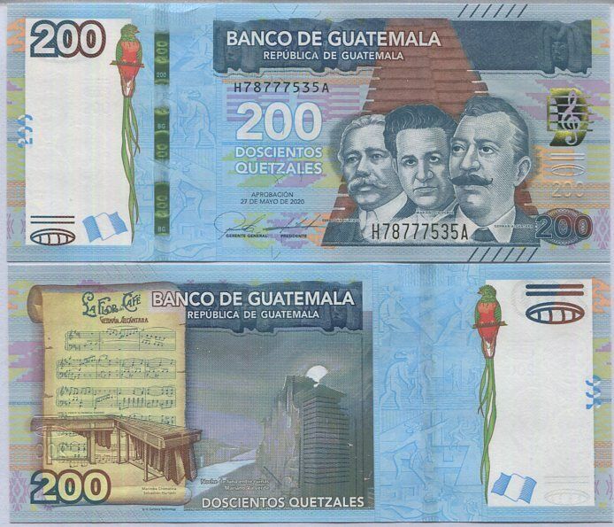 Guatemala 200 Quetzales 2020 P 127 AUnc