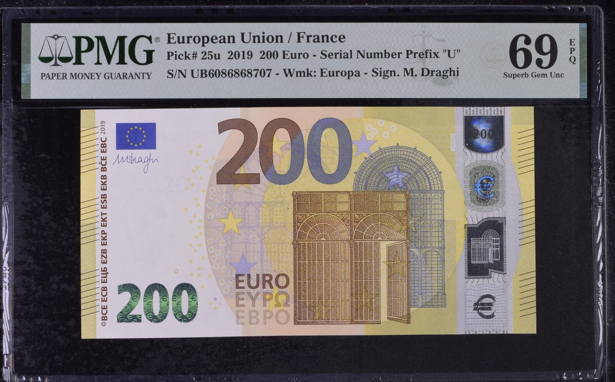 Euro 200 Euro France 2019 P 25 u Superb Gem UNC PMG 69 EPQ
