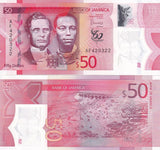 Jamaica 50 Dollars 2022 / 2023 P 96 NEW Polymer LOT 20 UNC