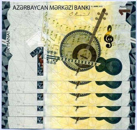 Azerbaijan 1 Manat ND 2020 P New UNC LOT 5 PCS
