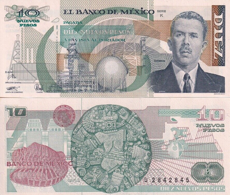 Mexico 10 Pesos 1992 P 95 UNC