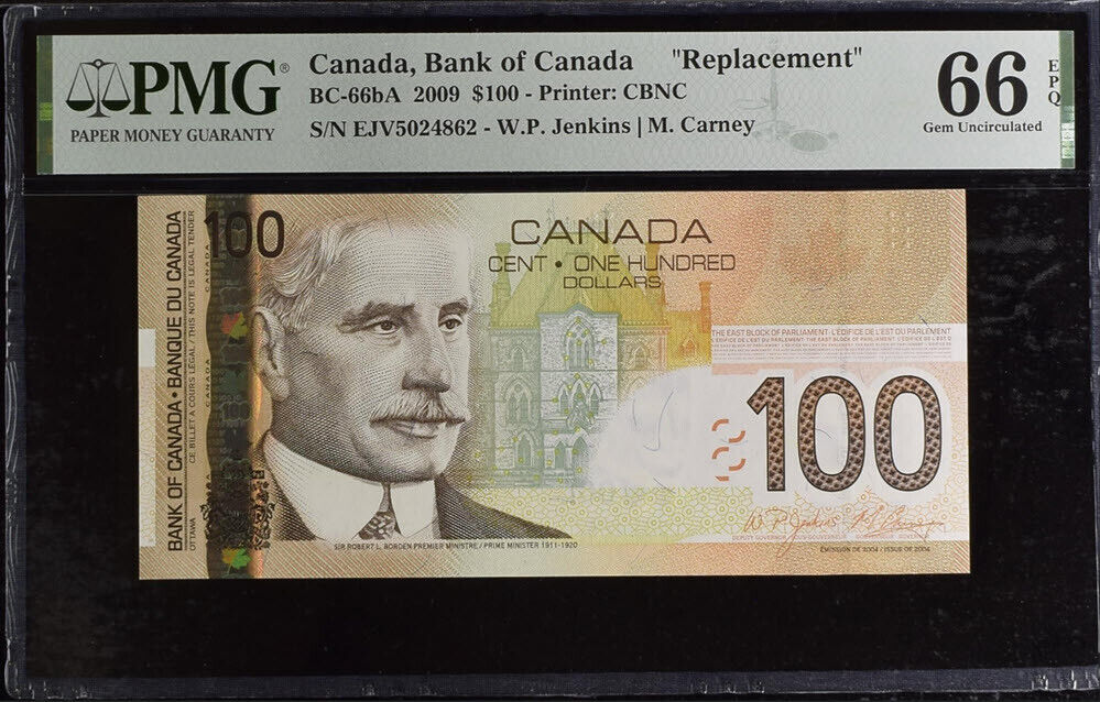 Canada 100 Dollars 2009 P 105 d* Replacement Gem UNC PMG 66 EPQ