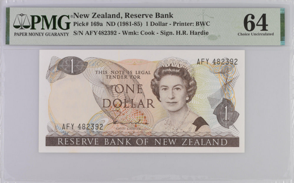 New Zealand 1 Dollar 1981/1985 P 169 a Hardie Choice UNC PMG 64