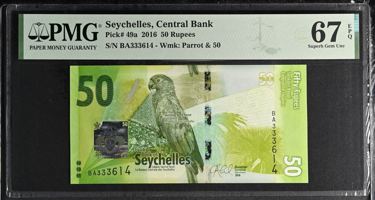 Seychelles 50 Rupees 2016 P 49 a Superb Gem UNC PMG 67 EPQ