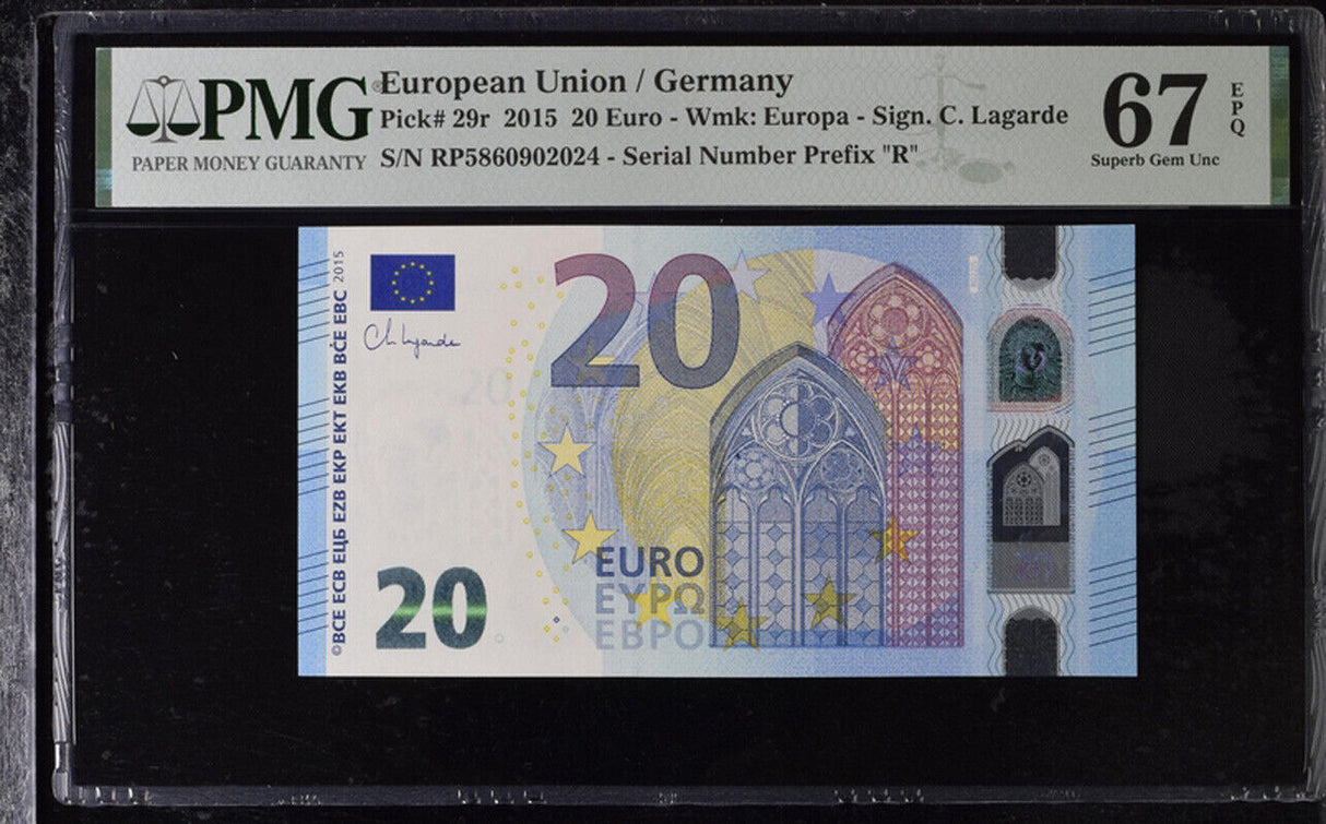 Euro 20 Euro Germany 2015 P 29 r Superb Gem UNC PMG 67 EPQ