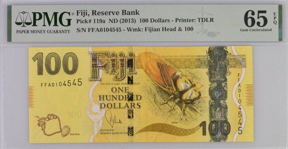 Fiji 100 Dollars ND 2013 P 119 a Superb Gem UNC PMG 65 EPQ