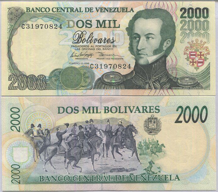 Venezuela 2000 Bolivares 1998 P 77 b UNC