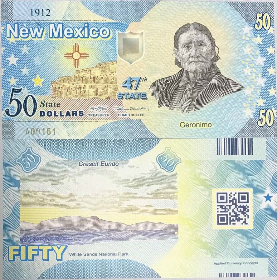 USA United State 50 Dollars 2022 POLYMER 47th New Mexico Geronimo white