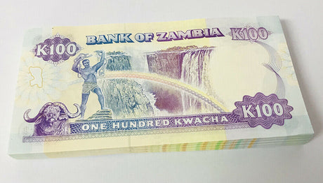 Zambia 100 Kwacha 1991 P 34 UNC Lot 25 Pcs 1/4 Bundle