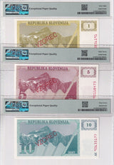Slovenia Set7;1 5 10 50-1000 1990-92 SPECIMEN P 1-9 Superb Gem UNC PMG 67 68 EPQ