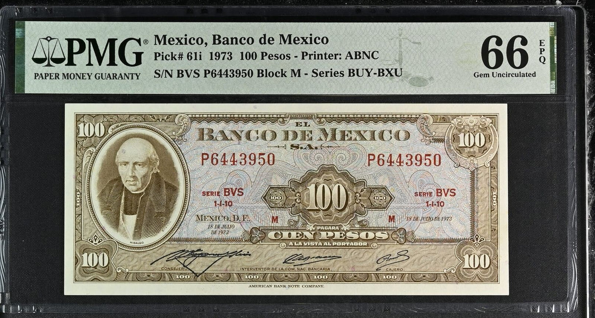 Mexico 100 Pesos 1973 P 61 i Gem UNC PMG 66 EPQ