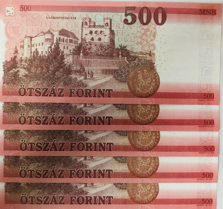 Hungary 500 Forint 2018 / 2019 P 202 a UNC Lot 5 Pcs