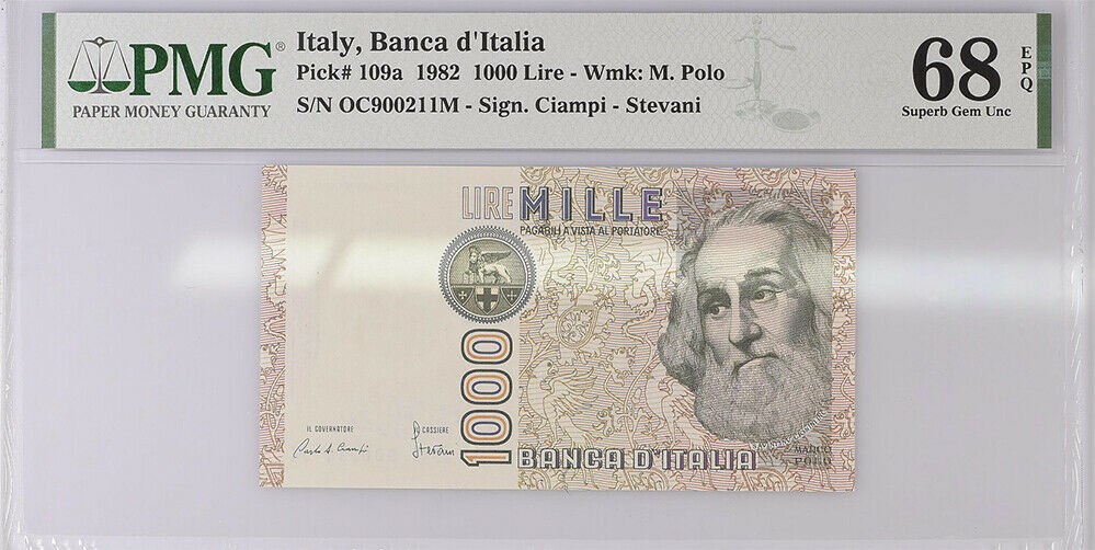 Italy 1000 Lire 1982 P 109 a Ciampi Stevani Superb GEM UNC PMG 68 EPQ Top Pop