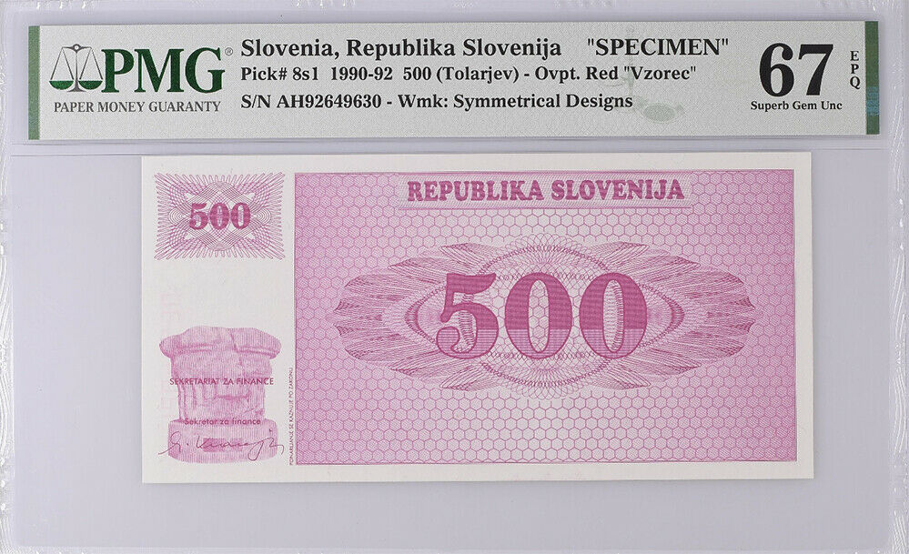 Slovenia 500 Tolarjev 1990-92 P 8 S1 Superb GEM UNC PMG 67 EPQ High