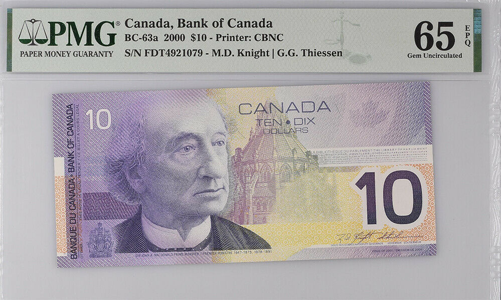Canada 10 Dollars 2000/2001 P 102 Gem UNC PMG 65 EPQ