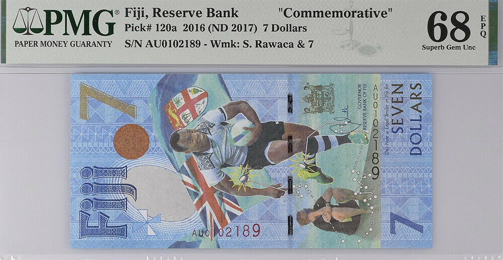 Fiji 7 Dollars 2016/2017 P 120 a Superb Gem UNC PMG 68 EPQ High