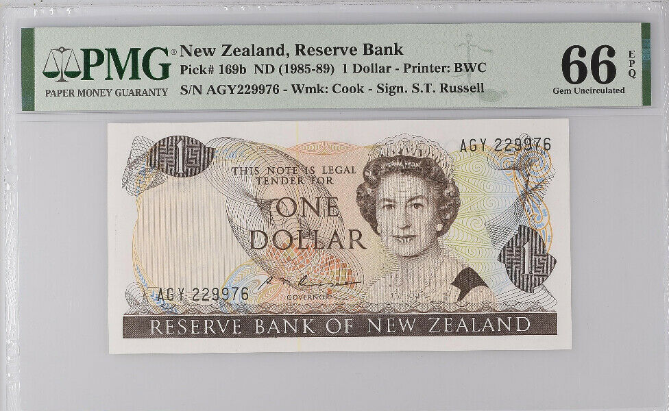 New Zealand 1 Dollar ND 1985-89 P 169 b Gem UNC PMG 66 EPQ