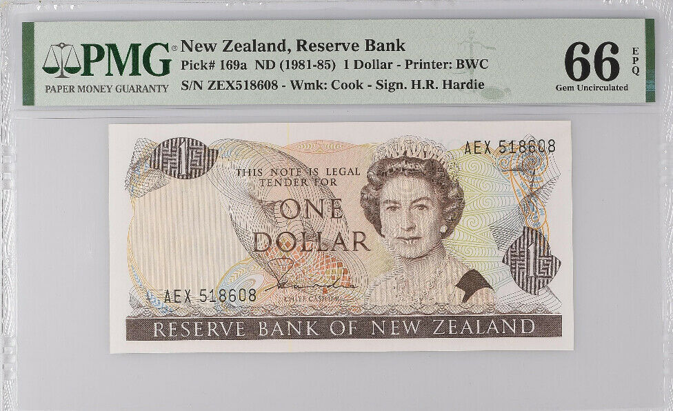 New Zealand 1 Dollar ND 1981-85 P 169 a Hardie Gem UNC PMG 66 EPQ