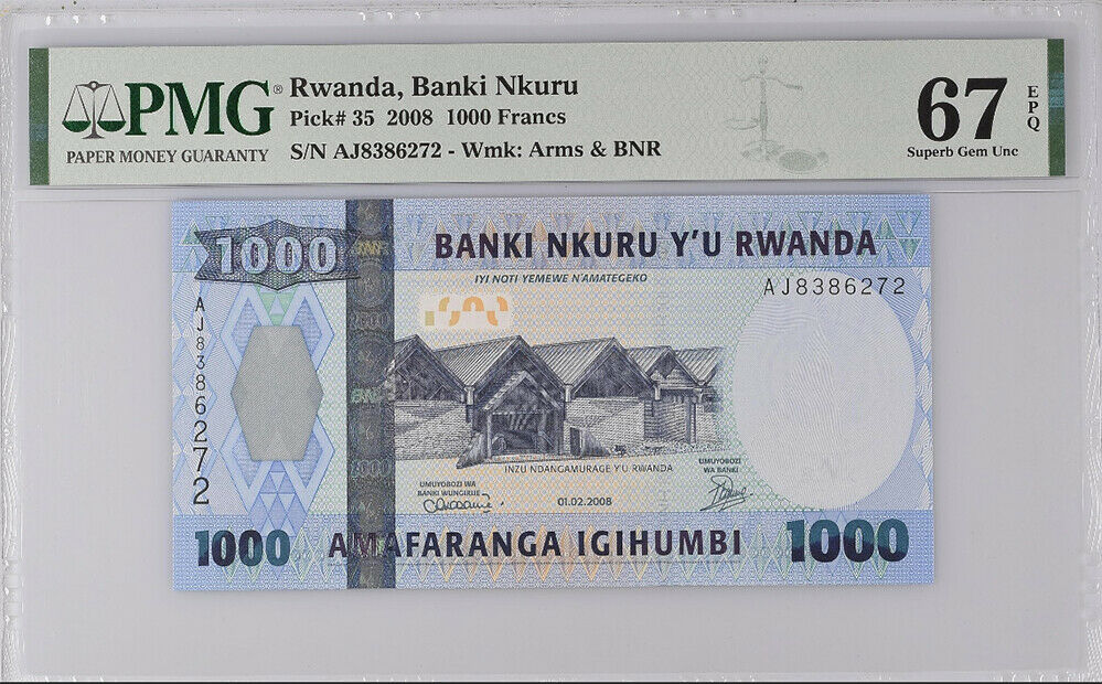 Rwanda 1000 Francs 2008 P 35 Superb Gem UNC PMG 67 EPQ