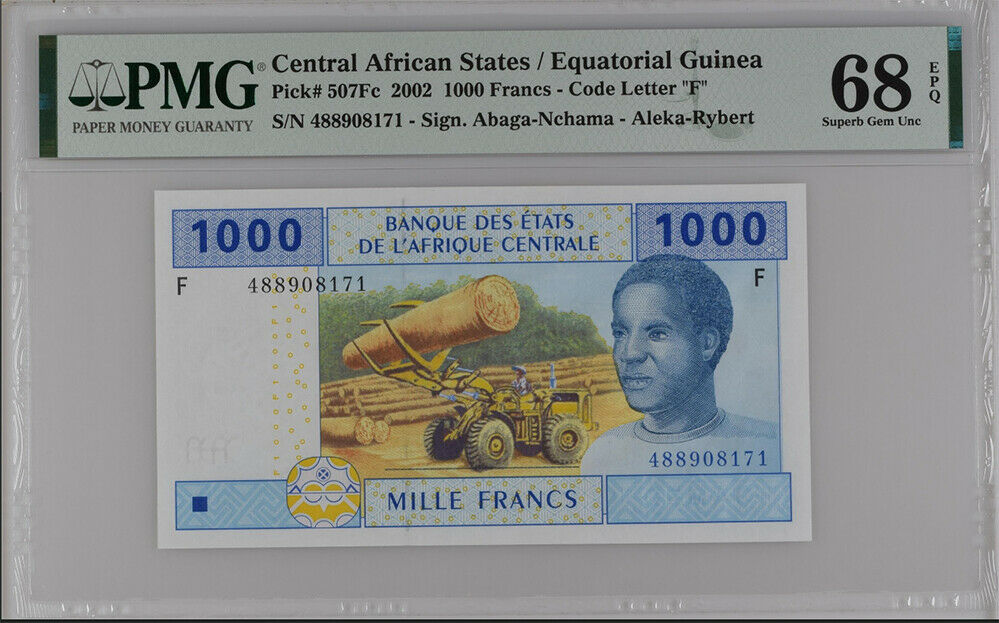 Central African States Guinea 1000 Francs 2002 P 507Fc Superb Gem UNC PMG 68 EPQ