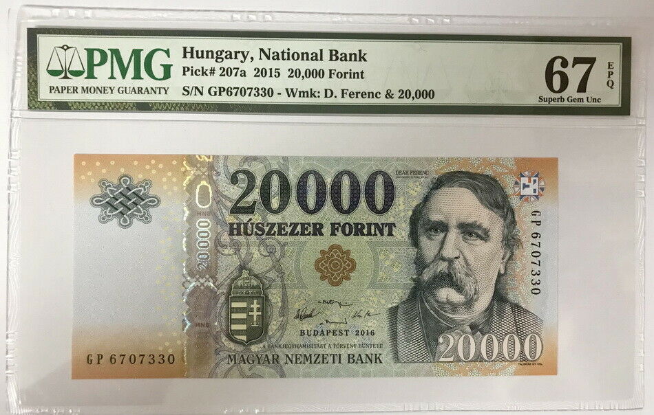 Hungary 20000 Forint 2016 P 207 b Superb GEM UNC PMG 67 EPQ Wrong label