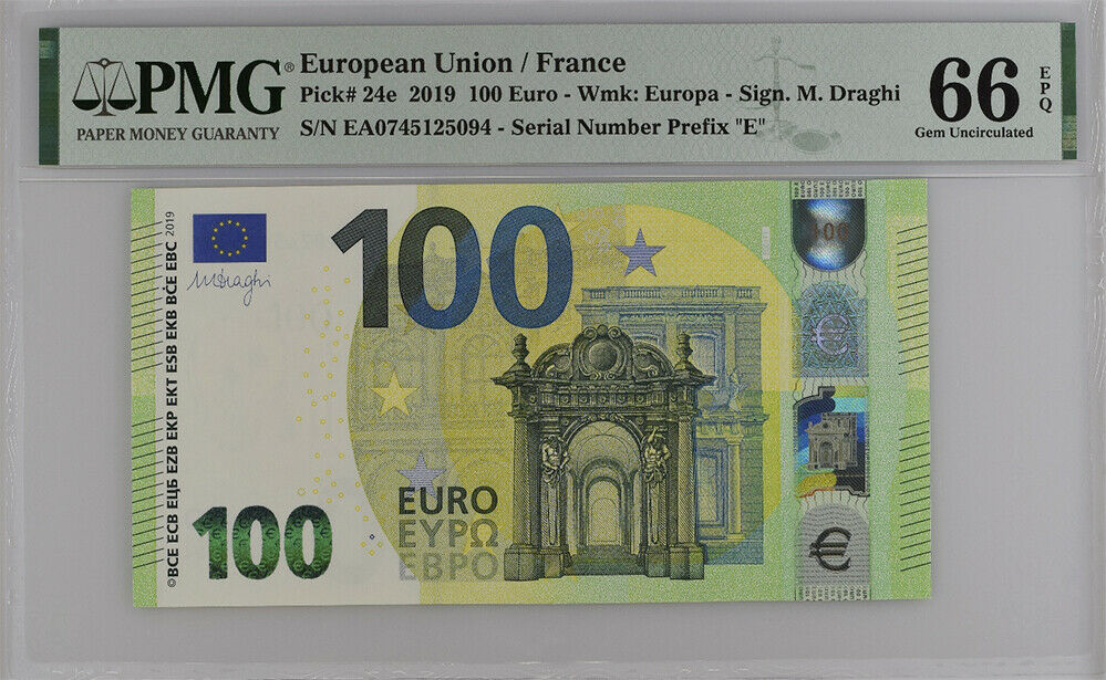 Euro 100 Euro France 2019 U Prefix P 24 e Gem UNC PMG 66 EPQ