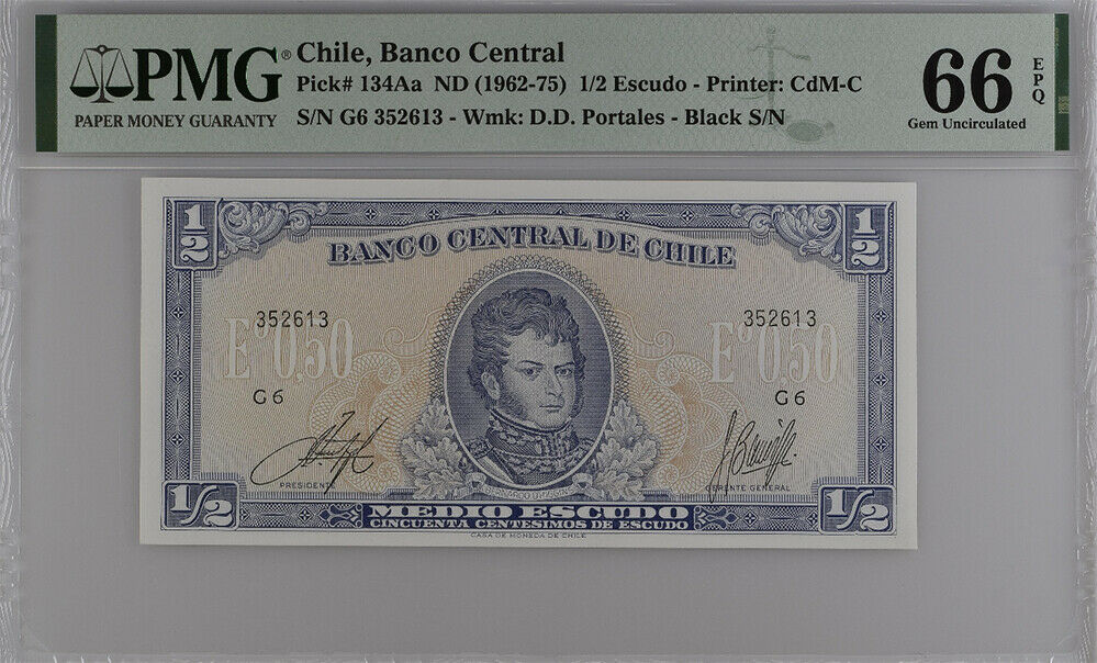 Chile 1/2 Escudo ND 1962-75 P 134Aa GEM UNC PMG 66 EPQ