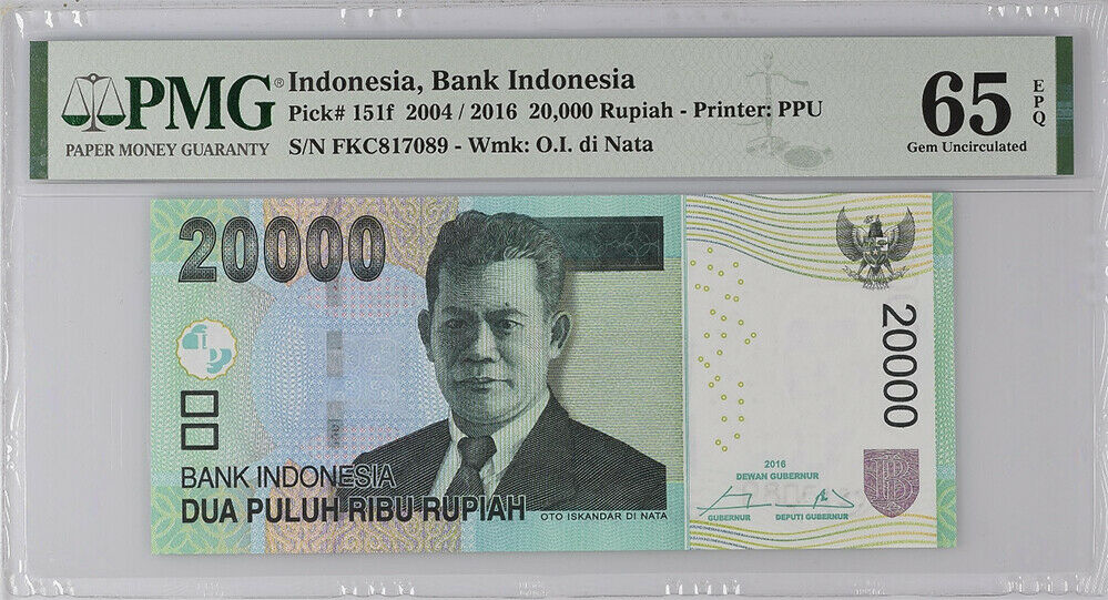Indonesia 20000 Rupiah 2004 / 2016 P 151 f  Gem UNC PMG 65 EPQ