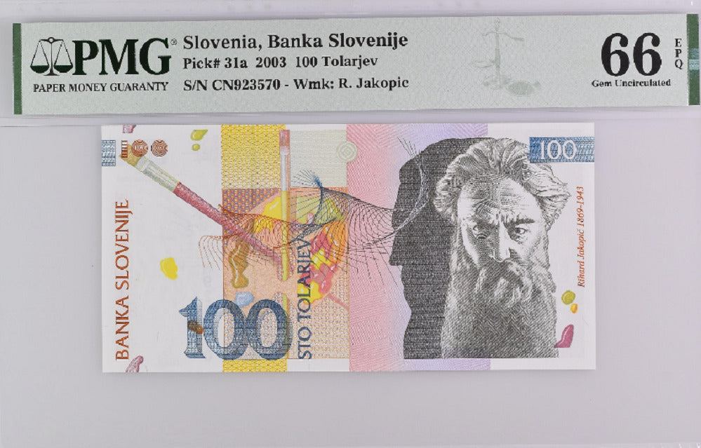 Slovenia 100 Tolarjev 2003 P 31 a Gem UNC PMG 66 EPQ