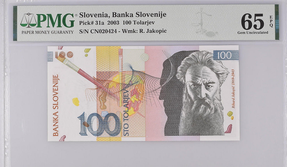 Slovenia 100 Tolarjev 2003 P 31a Gem UNC PMG 65 EPQ