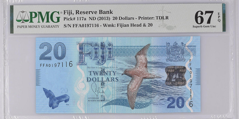Fiji 20 Dollars ND 2013 P 117 a  Superb Gem UNC PMG 67 EPQ