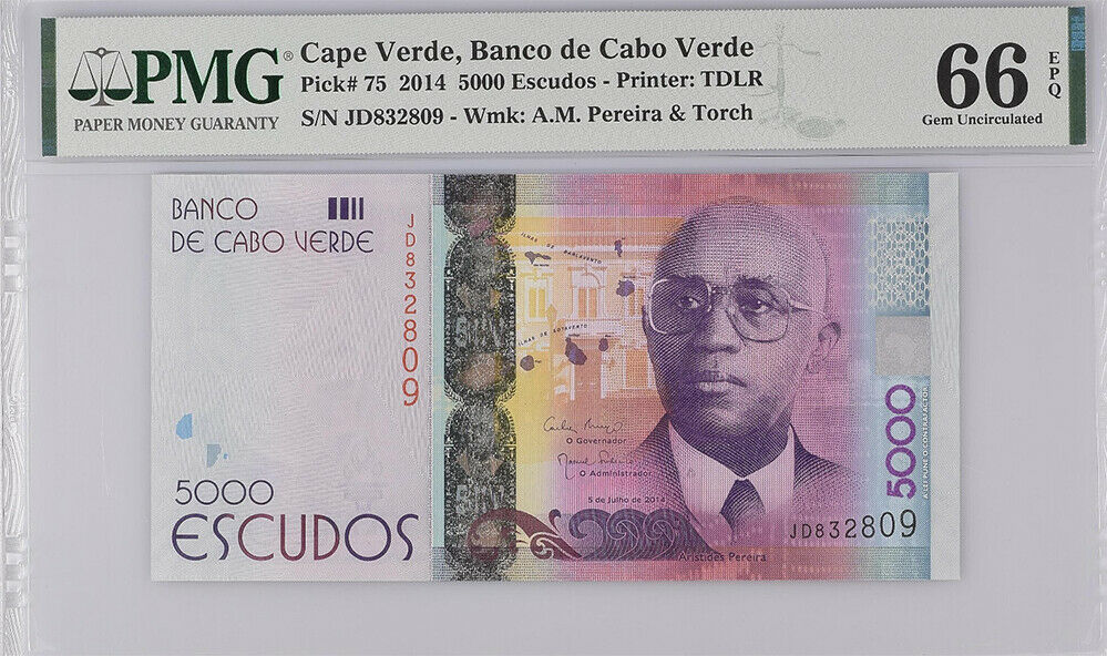Cape Verde 5000 Escudos 2014 P 75 Gem UNC PMG 66 EPQ