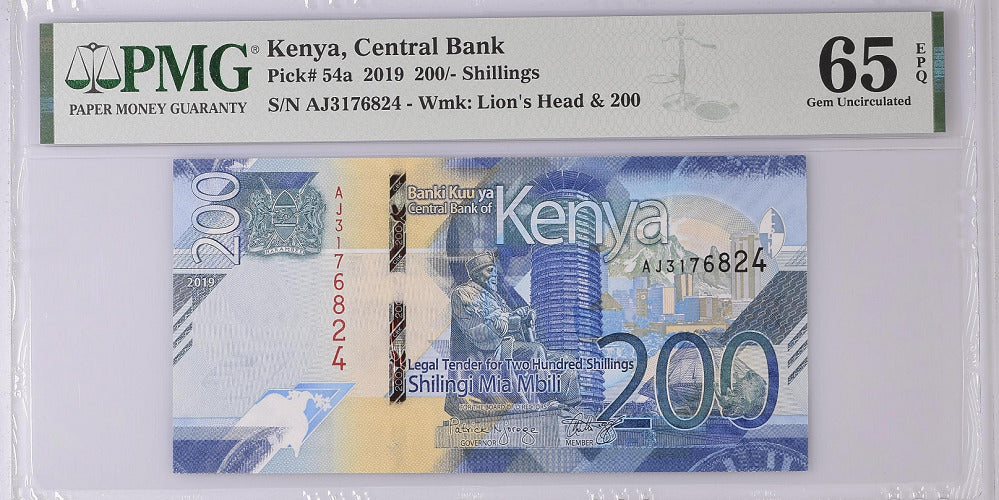 Kenya 200 Shillings 2019 P 54 a Gem UNC PMG 65 EPQ