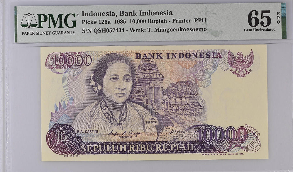 Indonesia 10000 Rupiah 1985 P 126 a GEM UNC PMG 65 EPQ