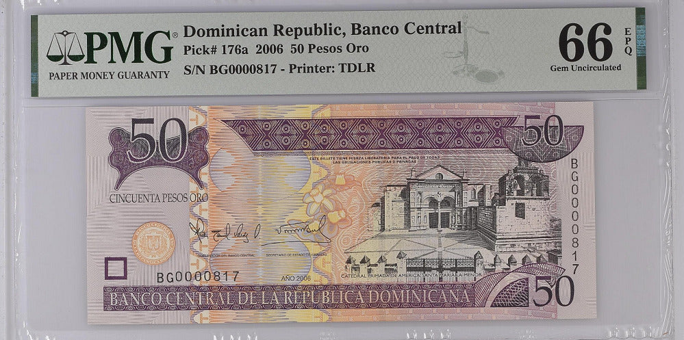 Dominican Republic 50 Pesos 2006 P 176 a GEM UNC PMG 66 EPQ