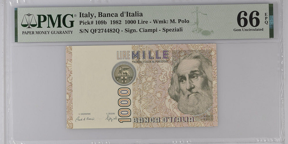 Italy 1000 Lire 1982 P 109 b GEM UNC PMG 66 EPQ